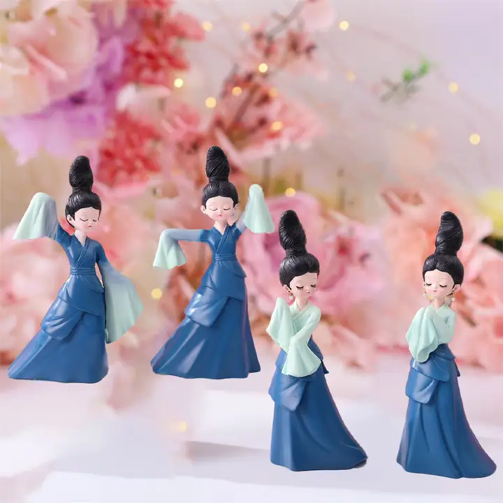 レトロ宮廷風の舞姿少女飾り人形【漢服デザイン・リビングルームやテレビ台用・誕生日ギフト】