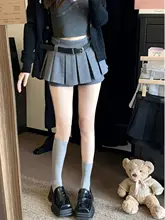高腰プリーツミニスカート【女性用・Aライン・軽やかでスタイルアップ】（セットアップ対応）
