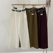 秋用ハイウエストデニムストレートパンツ【カジュアル・シンプル・ロング丈】（セットアップ対応）