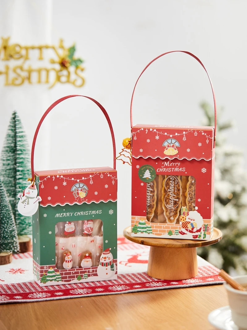 手提げクリスマスギフトボックス：窓付き空箱でお菓子や焼き菓子を贈るシンプルなプレゼント法