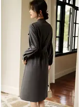 XWI グレー系 スリムフィットウエストタイトワンピース【秋用・通勤・女性用】