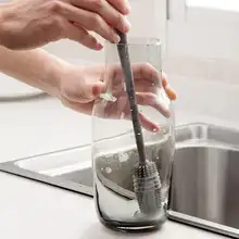 シリコン製長柄カップブラシ【家用・隅々まで洗浄・洗面器対応】