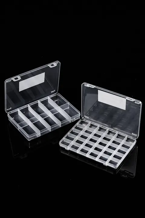 透明プラスチック製デスク収納ボックス【多段仕切り・小物整理・化粧台用】（セットアップ対応）