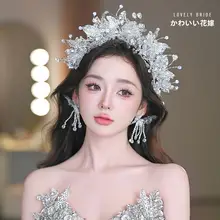 ダブルレイヤーの動きのあるバタフライデザイン！ウェディングドレス用ヘアバンド【プリンセススタイル・クラウン】