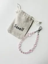 Ssself シャンパンゴールドバタフライクリスタル ブルー手首ストラップスマホホルダー【汎用・クリアデザイン】
