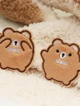 可愛い毛糸のクマ刺繍装飾パッチ【破洞補修用】