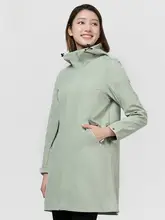 アウトドア用 レディス ミドル丈フード付きソフトシェルジャケット【春秋・防風・登山用】