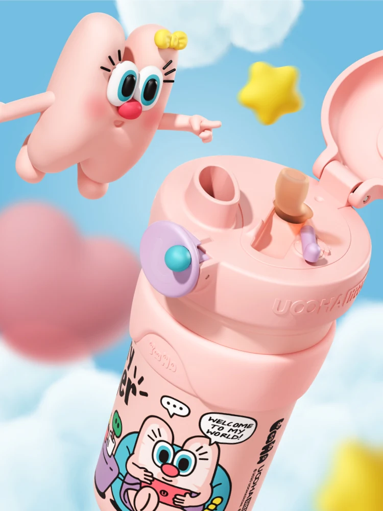 子供用ストロー付きタンブラー UOOHA双飲咖啡杯：保冷機能と可愛さを兼ね備えた実用性の検証