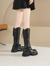 厚底ロングブーツ【高筒設計・女性用・秋冬対応・細身効果】