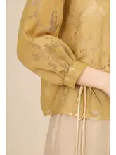 新中式デザインの立襟刺繍パフスリーブトップス【日常・シンプル・高級感】（セットアップ対応）