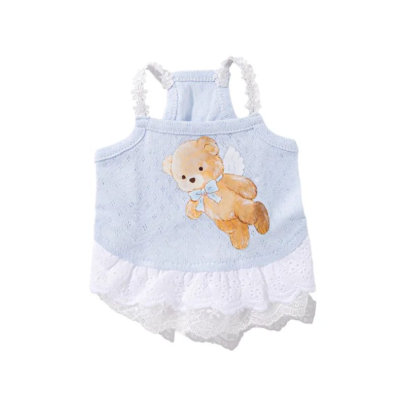 春夏用ペット用かわいいクマ柄キャミソールドレス：通気性と小型犬に最適なデザイン