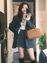 春用通勤スーツジャケット【韓国風・カジュアル・Aラインスカート・2ピース】（セットアップ対応）