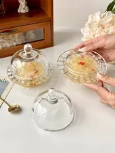 燕窝ボウル 家庭用 ガラス 蓋付き 透明 精巧 高級 フルーツ おやつ デザート 小さいスープボウル