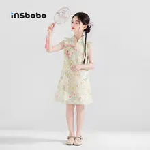 夏用花柄子供用ワンピース【中華風・ドレススタイル】（セットアップ対応）