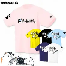 日本猫デザインの短袖速乾バドミントンシャツ