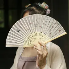 折りたたみ扇子 竹製 海棠花柄 携帯用 夏 漢服 舞踊扇 チャイナテイスト