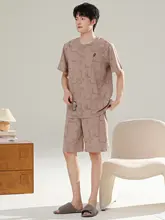 ラウンドネック半袖短パンパジャマ【男性用・夏用・モダール・薄手・涼感・カジュアル】（セットアップ対応）