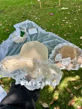 レースリボンデザインの女性用草帽【春夏秋用・日焼け防止・おしゃれな外出用】