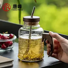 高級感あふれるガラス製の水筒【女性用・ストロー付き・大容量・シンプルデザイン】