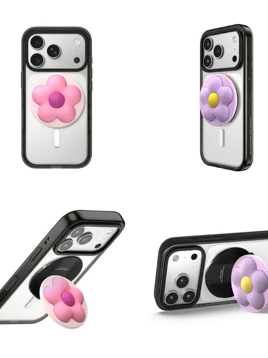 シリコン製 立体花びらスマホスタンド【強力マグネット・Magsafe対応・折りたたみ式】