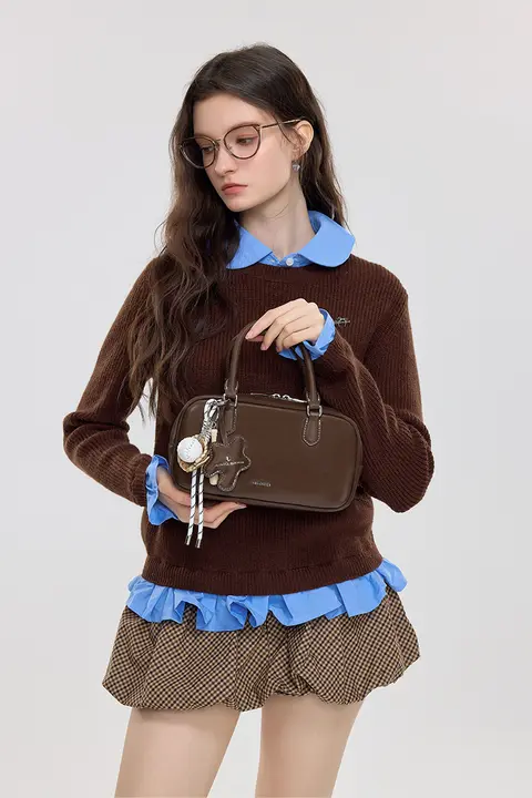 ボストン型ハンドバッグ【女性用・パウダーピンク・クッションデザイン】