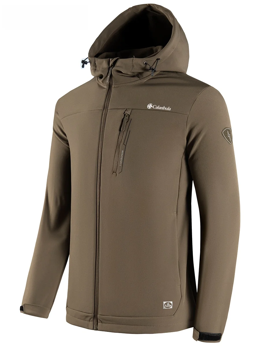 Calanbula メンズ 秋冬用 フリース裏地付きソフトシェルジャケット【登山・アウトドア用・防風】