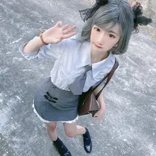 オリジナルJK制服【高めのウエストスカート・学院風・スリムシャツ】（セットアップ対応）