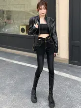 高腰デニムスキニーパンツ【裏起毛・冬用・ブラック・フィット感抜群】（セットアップ対応）