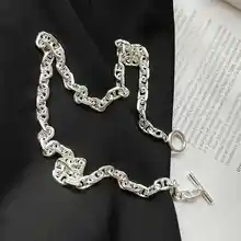 925純銀製 チェーンネックレス【OTフック・ミニビーズデザイン・鎖骨にぴったり】