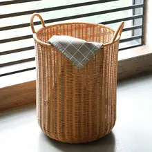 ランドリーバスケット 円形 リビング 収納バスケット 傘 置物ラック プラスチック 籐編み