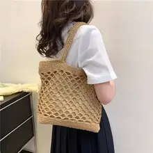 大容量編みトートバッグ【ビーチ用・ショルダー・ハンドバッグ】