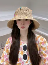カラフルな編み込み麦わら帽子女性の夏の新しいスタイル