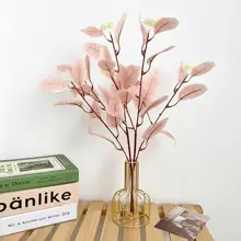 フェイク植物 カラフルユーカリの葉 ダイニングテーブル リビング ガラス花瓶 デコレーションオブジェ
