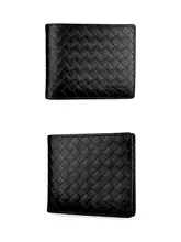 Carlen Kslmen メンズ本革財布【編み込みデザイン・ショートタイプ・カードスロット付き】