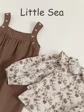 2点セット キッズ ガールズ ブラウス サロペット 花柄 パピーカラー フレンチ風 ヴィンテージ カントリー風 おしゃれ 春
