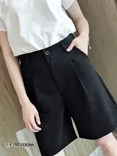 カジュアルなストレートフィットのハーフパンツ【女性用・スタイル・ウエストゴム】