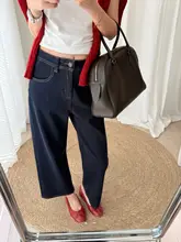秋冬用のカジュアルデニムパンツ【ゆったりストレート・九分丈】（セットアップ対応）