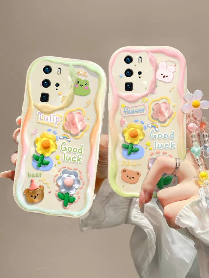 水滴シリコーン製 スマートフォンケース【向日葵デザイン・滑り止め・女性向け】