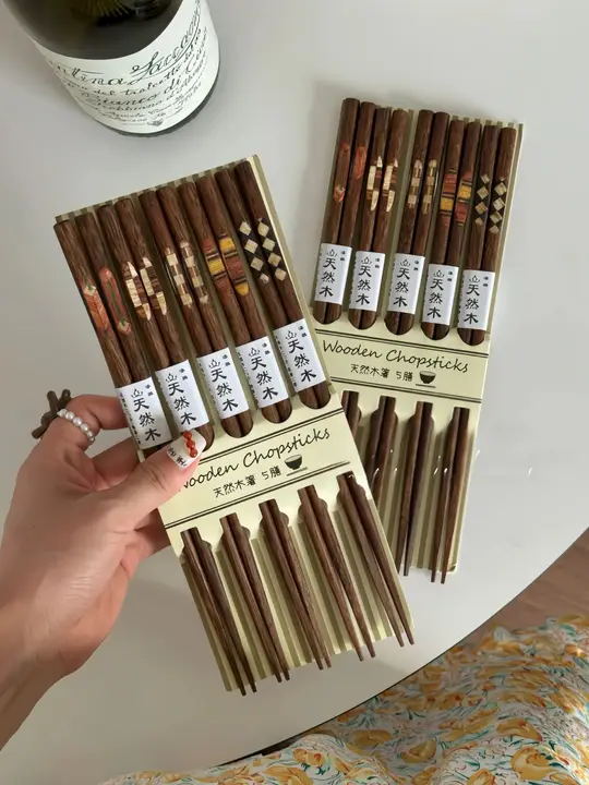 天然木製の滑り止め付き箸【家庭用・一人用・区分タイプ】（セットアップ対応）