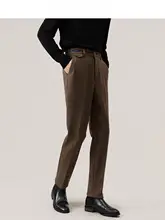 ウールスーツパンツ 男性 ビジネスカジュアル テーパード フィット 9分丈パンツ