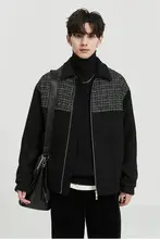 千鳥格子デザインの毛羽付外套【メンズ・ショート丈・秋冬用・厚手】（セットアップ対応）