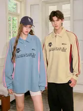 NARTALIY ポロシャツ【アメリカンスタイル・カラー切替・男女兼用・長袖・ゆったりデザイン】