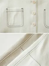 デザイン性のある明線入り丸首コート【リネン混・長袖・日本風】