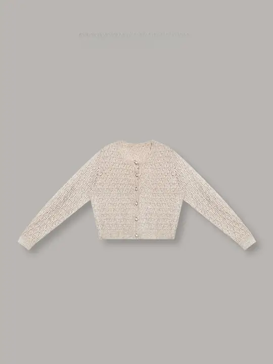 バレリーナスタイルの純羊毛ニットカーディガン【秋冬用・ショート丈・インナー対応】