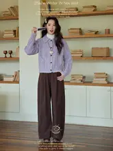秋冬用 ハイウエスト ワイドレッグ コーデュロイパンツ【フィット・女性用・カジュアル】