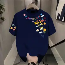 コットン製 短袖Tシャツ【ユニセックス・夏用・ルーズフィット・トレンドスタイル】