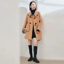 彩羊毛とウサギ毛、絹を使用したダブルフェイスコート【デザイン性のある縁取り】
