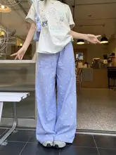 格子模様のカラフルドットパンツ【高ウエスト・ゆったりワイドレッグ・夏用】（セットアップ対応）