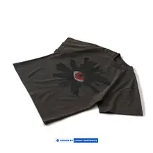 半袖Tシャツ メンズ 厚手 ウォッシュ加工 発泡プリント 遊び心 目柄 カジュアル 春夏