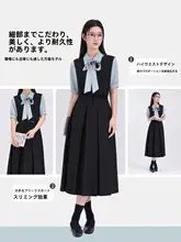 ブラックノースリーブワンピース【夏用・通勤・ビジネスシーン対応・教師面接ボトム】（セットアップ対応）